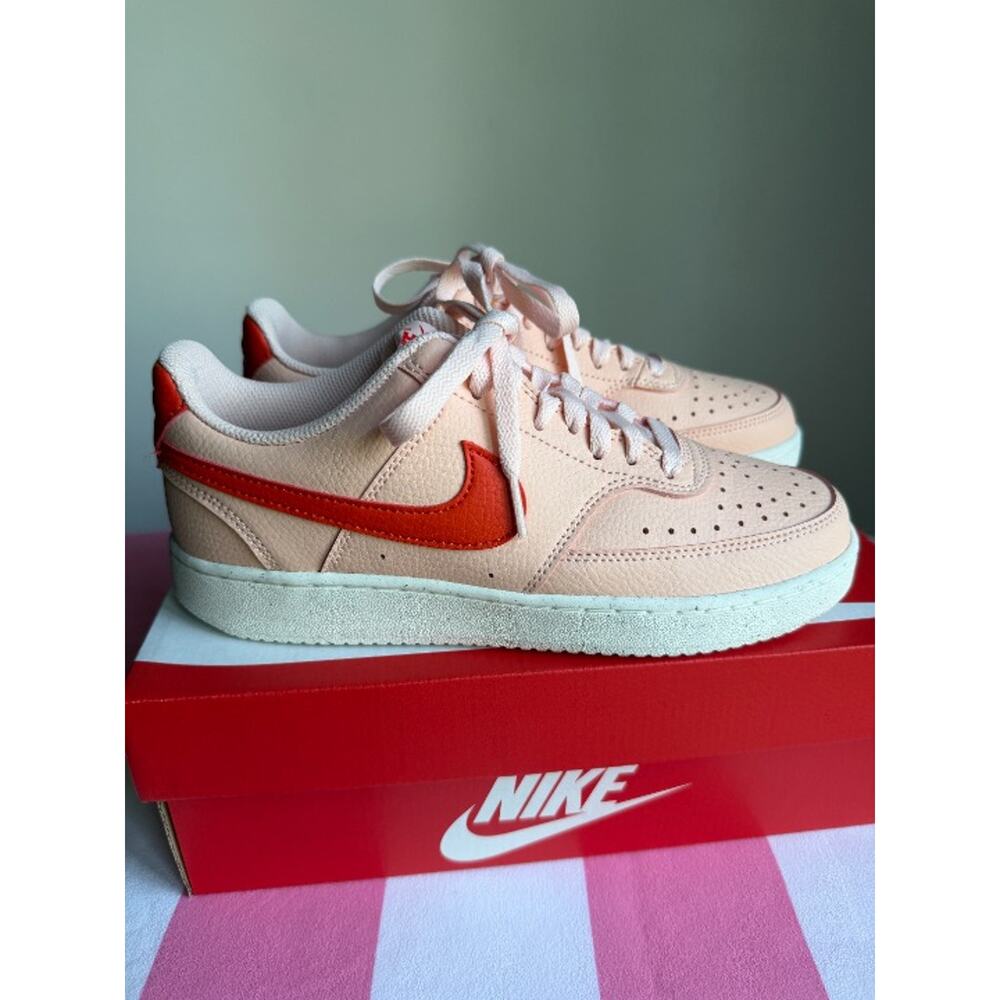 Nike Court Vision Low Pink Red Sneakers Women’s 7.5 Tenniscore Barbiecore